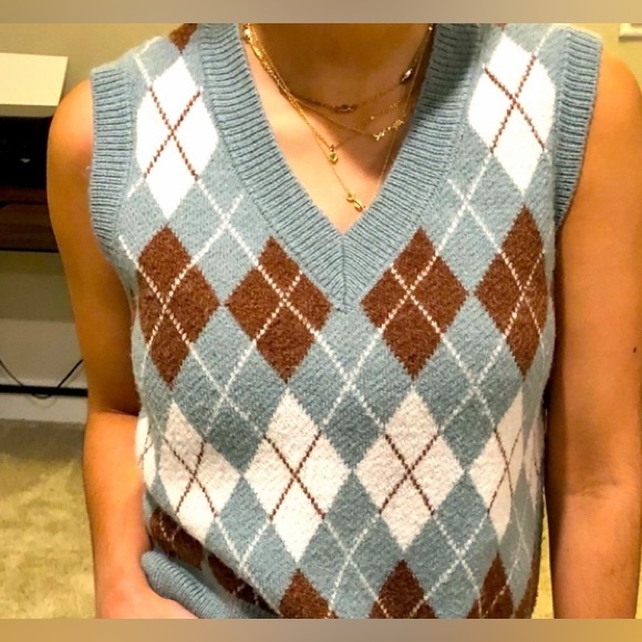 Jolt Argyle Printed Knit Sweater Vest Unisex Med GUC - Picture 2 of 11